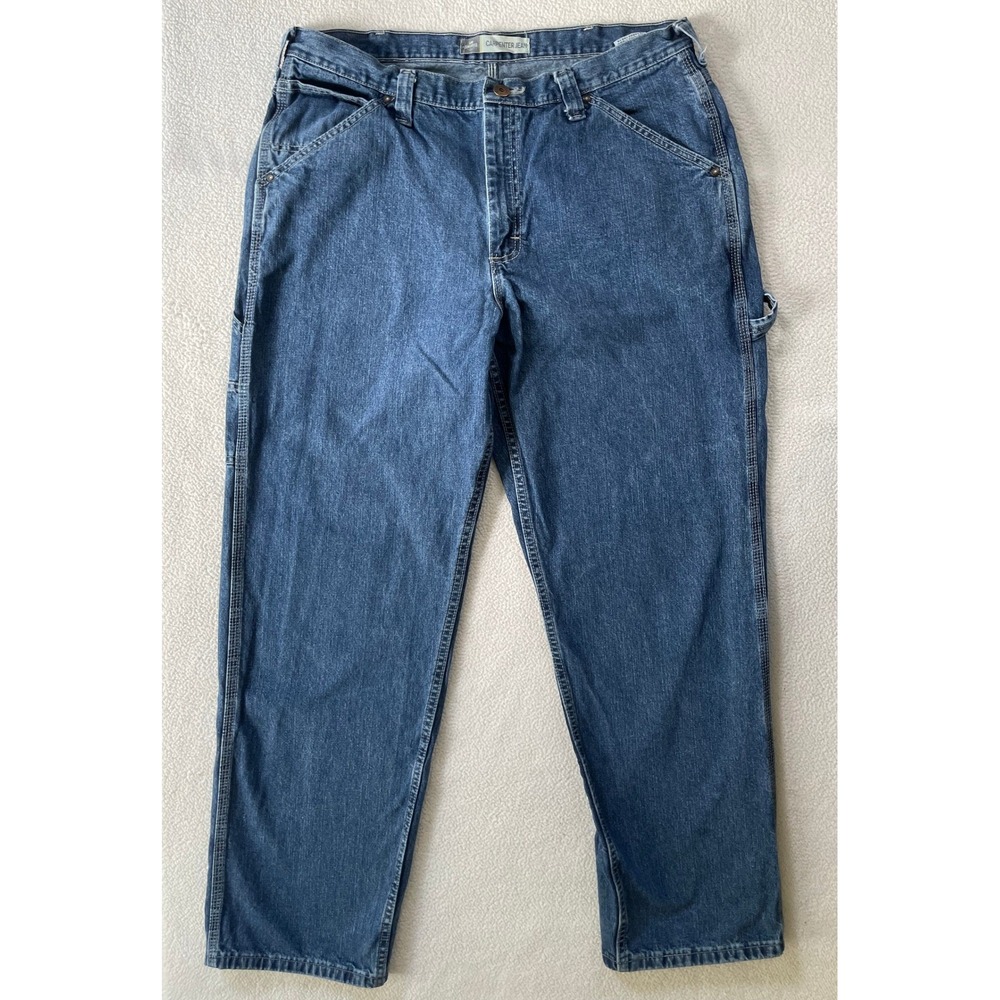 Lee Dungarees Carpenter Jeans Mens 38x32 Blue Denim Relaxed Fit Workwear